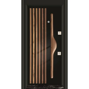 Mono Çelik Kapı MN-1008 Sol Siyah Kasa Pvc Kabartma Klapalı Kol
