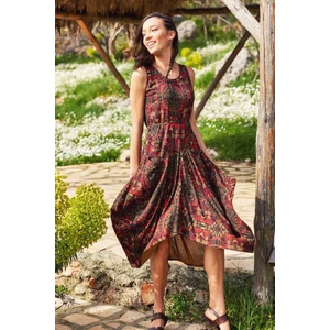 Los Banditos Asimetrik Etek Ucu Kayık Yaka Cepli Elbise