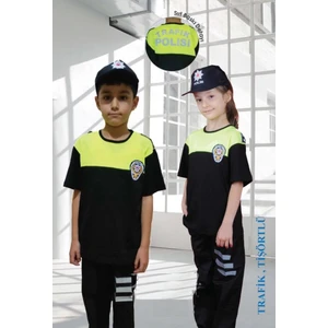 Uğur Böceği Çocuk Çocuk Polis Kostüm Trafik Polis Kıyafeti Tişortlü 3-10 Yaş Çocuk Kostüm