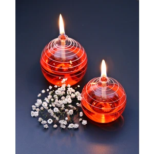 Hareli Küre Cam Kandil 2'li Set + Kandil Yağı