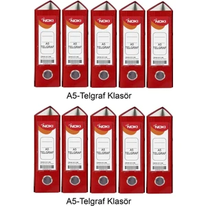 Telgraf Klasör Kırmızı Geniş A5 Plastik 10 Adet