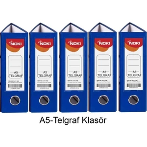 Telgraf Klasör Mavi Geniş A5 Plastik 5 Adet