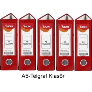 Telgraf Klasör Kırmızı Geniş A5 Plastik 5 Adet