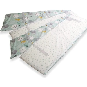 Bebek Özel Bebek/Çocuk Beşik Kenar Koruma Beşik Için (4 Parça) Yeşil Ay Yıldızlı