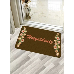 Hoşgeldiniz Yazılı Dekoratif Deri Taban Yıkanabilir Kapı Önü Paspası 35 cm x 60 cm