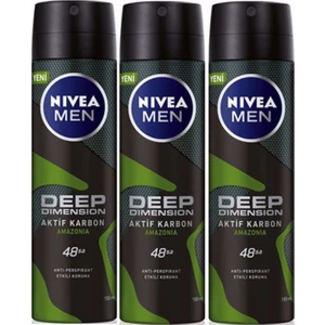 Men Deep Dimension Aktif Karbon Amazonia Erkek Deodorant 150 ml 3 Adet