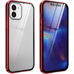 Dux Ducis Apple iPhone 12 Mini Mıknatıslı 360 Derece Ön ve Arka Cam Full Korumalı Manyetik Kılıf AL-33923 Kırmızı