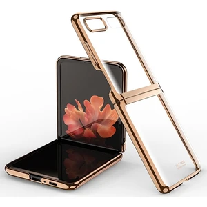 Samsung Galaxy Z Flip Kılıf Gkk Electroplating Painted Glass Flip Kılıf AL-33930 Rose Gold