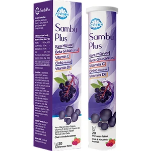 Sambu Plus Kara Mürver, Beta Glukan, C Vitamini, Çinko, D3 Vitamini Içeren Gıda Takviyesi 20 Tablet