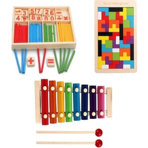 Eğitici Geliştirici Sayı Sayma Çubukları Tetris ve Selefon Ksilefon Oyuncak Set