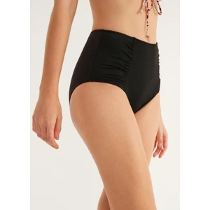 Yanı Pileli Yüksek Bel Bikini Alt