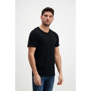 Erkek Siyah Yıkamalı Basic T-Shirt
