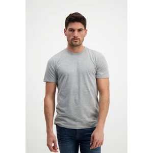 Erkek Gri Melanj Bisiklet Yaka Basic T-Shirt