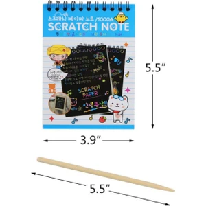 Scratch Note Sihirli Defter + Tahta Kalem Kazıma Defteri Gökkuşağı Defter