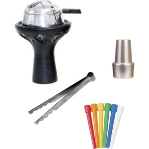 Lts Samsaris Silikon Cam Lüle-Lotus Kaloud Köz Cezvesi-Bağlantı Çevirici-Maşa-Sipsi 5 Li Paket