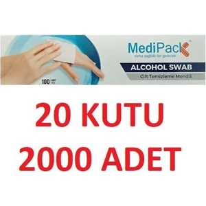 Alkollü Mendil Alcohol Swab Cilt Temizleme Alkol Swap 20 Kutu 2000 Adet
