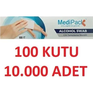 Alcohol Swab Cilt Temizleme Alkollü Mendil  100 Kutu 10.000 Adet