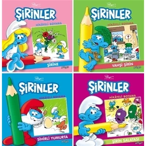 Şirinler Hikayeli Boyama Seti 4 Kitap