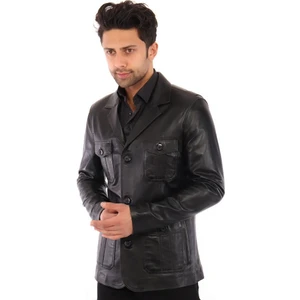 Deri Thomas Siyah Erkek Ceket