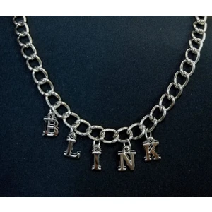 Alp Collection Gri Blink Yazılı Harfli 45 cm Zincirli Hediyelik Bayan Kolye Takı