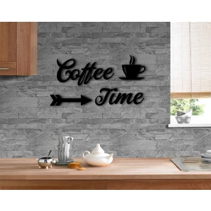 Coffee Time Tasarımlı Ahşap Duvar Yazısı