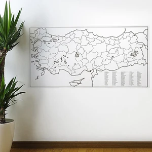 İtc Store Yazılabilir Türkiye Haritası Manyetik Duvar Stickerı 110 x 56 cm