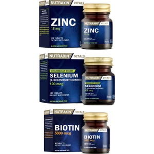 Çinko Takviyesi 15 Mg 100 Tablet+Biotin 30 Tablet+Selenium 100 Tablet