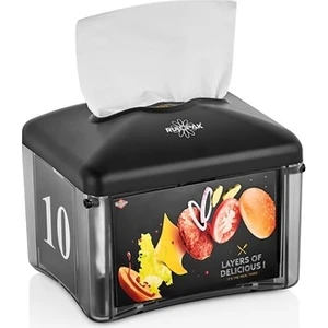 Reklamlı Tekçek Mini Peçete Kağıdı Dispenseri Siyah