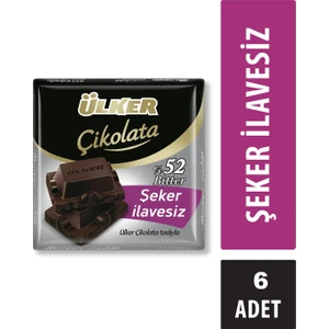 Şeker Ilavesiz Bitter Çikolata 60 gr x 6
