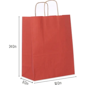 18*24*8 Kırmızı Kraft Saplı Kağıt Çanta