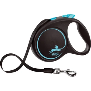 Black Design Şeritli Otomatik Gezdirme Tasması Mavi-Siyah 5m Large