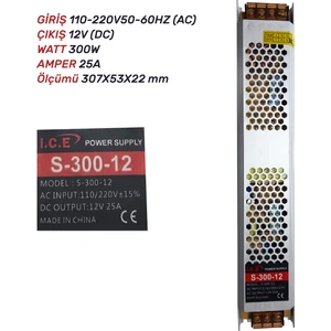 25A Slim LED Trafosu (300W) 12V