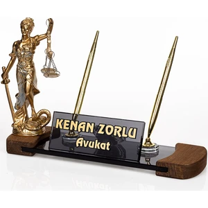 Isimlik Sepeti Isme Özel Avukata Themis Heykelli Masa Isimliği Kristal Isimlik