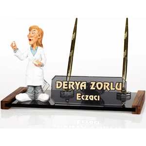 Isimlik Sepeti Isme Özel Kadın Eczacı Biblolu Masa Isimliği Kristal Isimlik