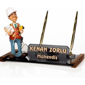 Isimlik Sepeti Isme Özel Mühendis Biblolu Masa Isimliği Kristal Isimlik