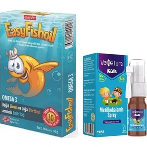 Çocuklar Için Set- Omega 3 Balık Yağı 30 Çiğnenebilir Jel Form + Venatura B12 Vitamini 5 ml Sprey