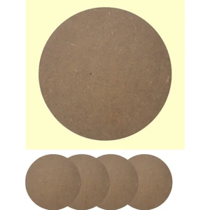 Ahi Hayal Atölyesi Ham MDF Boyanabilir Bardak Altlığı  4 Adet  12 cm
