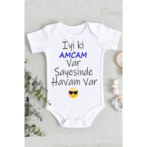 Amca Iyi Ki Amcam Var Sayesinde Havam Var %100 Pamuklu Organik Baskılı Zıbın Body