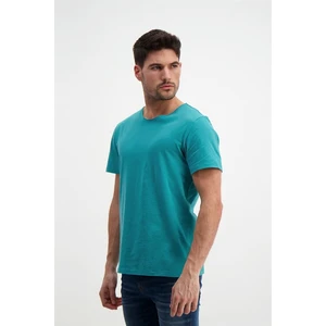 Erkek Koyu Mint Yıkamalı Basic T-Shirt