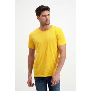 Erkek Sarı Yıkamalı Basic T-Shirt