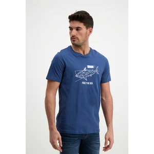 Erkek Baskılı Lacivert Bisiklet Yaka T-Shirt