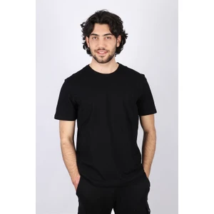 Erkek Petekli Bisiklet Yaka Siyah T-Shirt