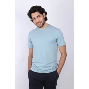 Erkek Petekli Bisiklet Yaka Mavi T-Shirt