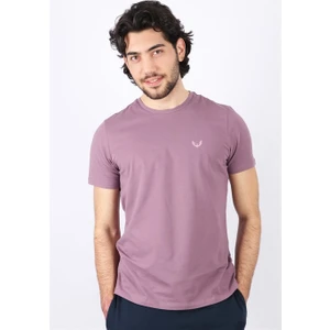 Erkek Logo Baskılı Bisiklet Yaka Gül Kurusu T-Shirt