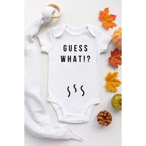 Unisex Bebek Beyaz Guess What Çıtçıtlı Body