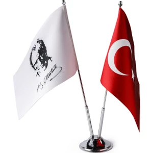 Ata Mask ve Ata Imzalı Ikili Masa Bayrak Takımı