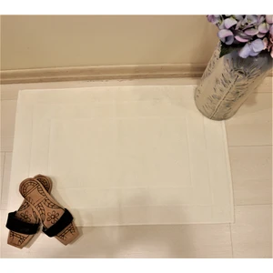 Ender Home 50X70 cm Jakarlı Banyo Paspası Ekru Çerçeve Desen Banyo Ayak Paspası Ev & Otel Havlu Paspası