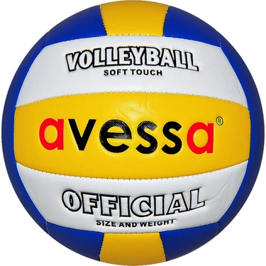 Avessa Voleybol Topu Fosforlu Voleybol Topu Deri Voleybol Topu Dikişli Mavi Beyaz Sarı
