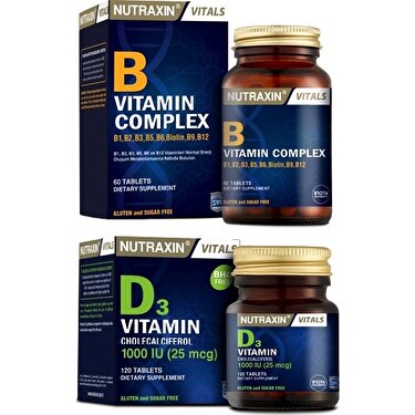 nutraxin b1 b2 b3 b5 b6 biotin b9 b12 iceren b vitamini 60 fiyati