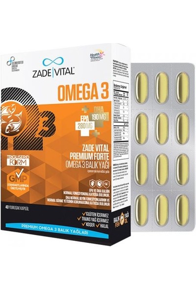 Zade Vital Premium Omega 3 Forte 1.200 Mg Balık Yağı 40 Kapsül